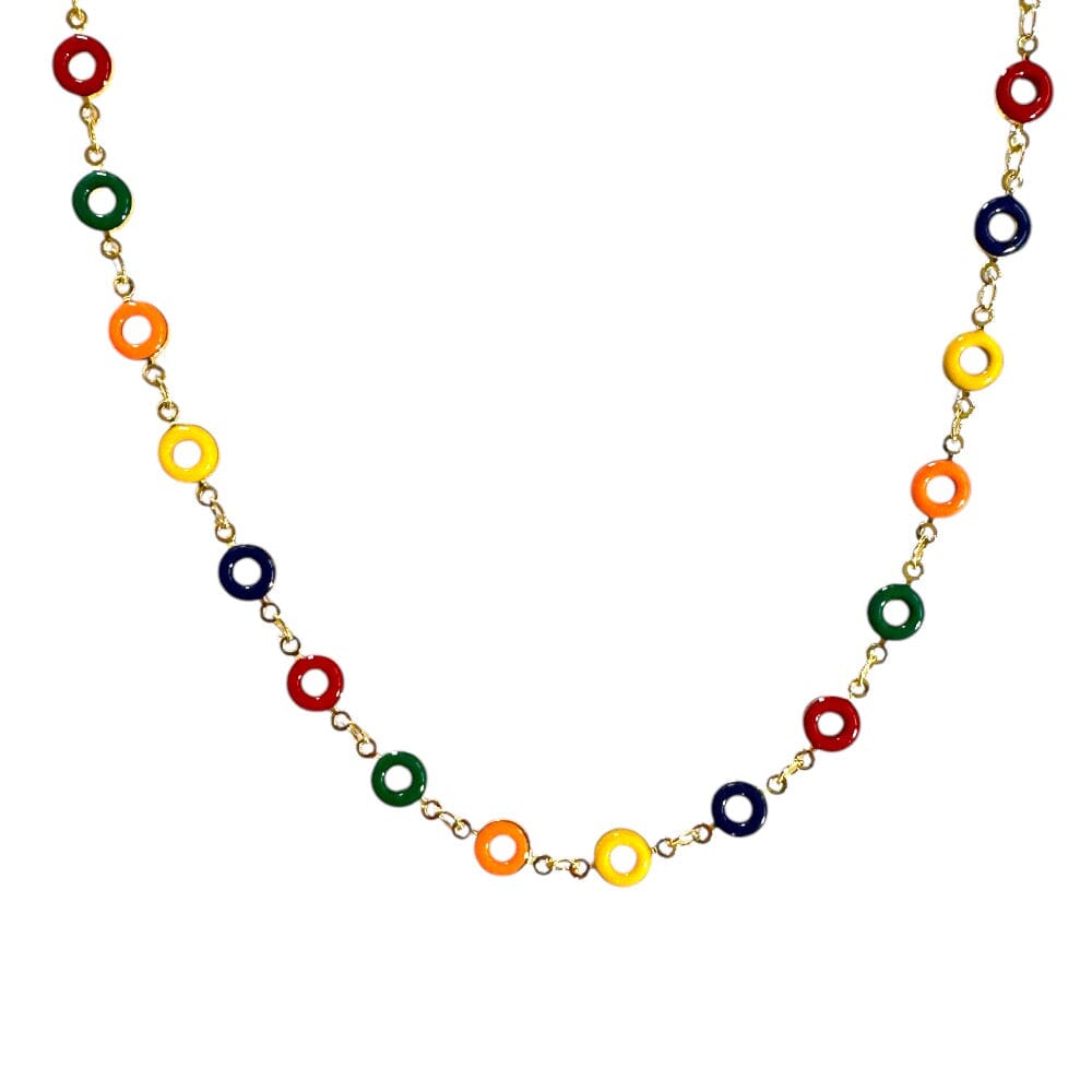 Charm Bar- Gold Plated Necklace Eledé Multicolor Handmade 