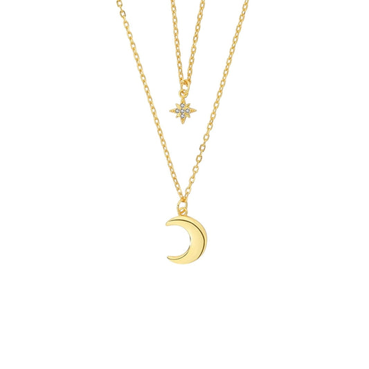 Layered Moon and Star Necklace Eledé 